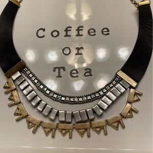 Stella & Dot Gold and Blue Geometric Necklace